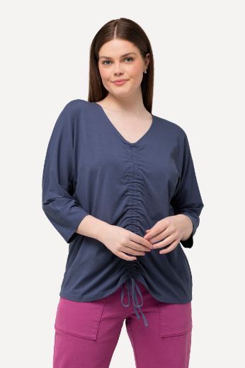 Plus size veliki brojevi Majica 3/4 rukava s naborima za punije