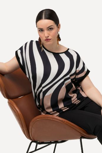 Plus size veliki brojevi Majica kratkih rukava s printom valova za punije