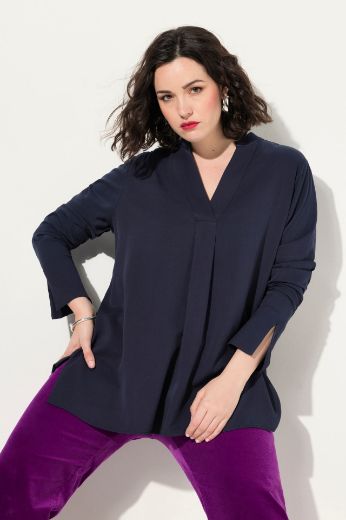 Plus size veliki brojevi Bluza dugih rukava V izreza za punije