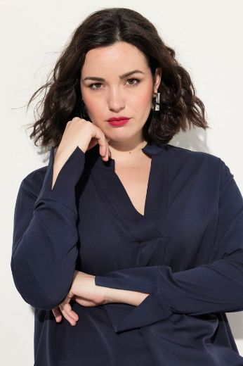 Plus size veliki brojevi Bluza dugih rukava V izreza za punije