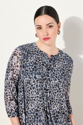 Plus size veliki brojevi Haljina maxi dugih rukava s leopard printom za punije