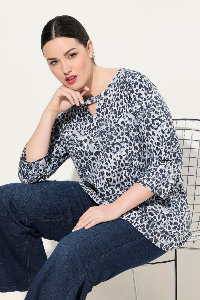 Plus size veliki brojevi Majica s 3/4 rukavima leopard print za punije