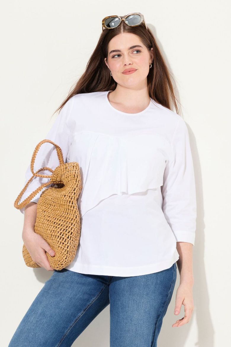 Plus size veliki brojevi Bluza s 3/4 rukavima od ekološkog pamuka za punije