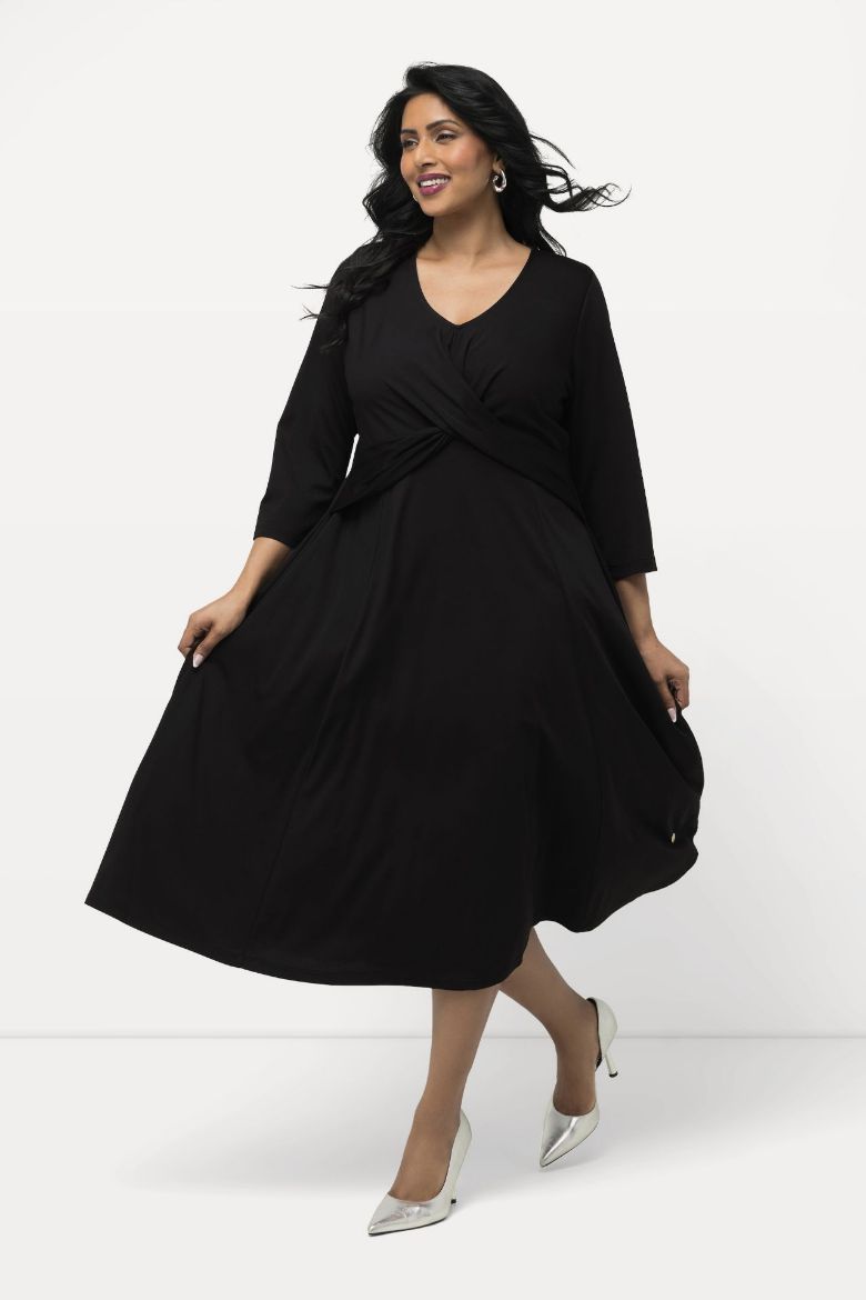 Plus size veliki brojevi Haljina elegantna 3/4 rukavi s preklopom za punije