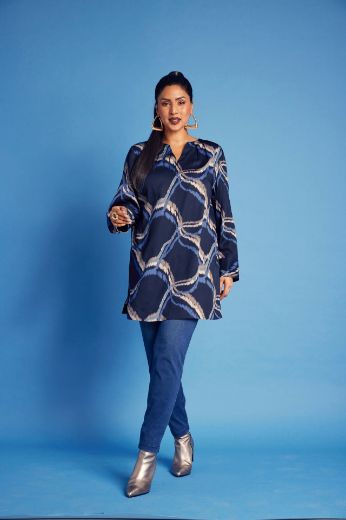 Plus size veliki brojevi Bluza A kroja dužeg modela s printom za punije