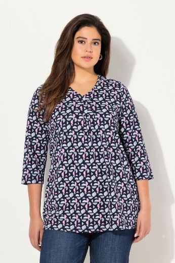 Plus size veliki brojevi Majica s 3/4 rukavima A kroja geometrijskog printa za punije