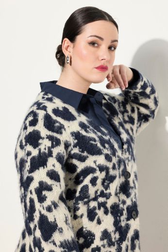 Plus size veliki brojevi Kardigan V izrez s leopard motivom za punije