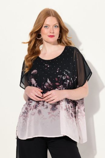 Plus size veliki brojevi Bluza elegantna dvoslojna s printom za punije