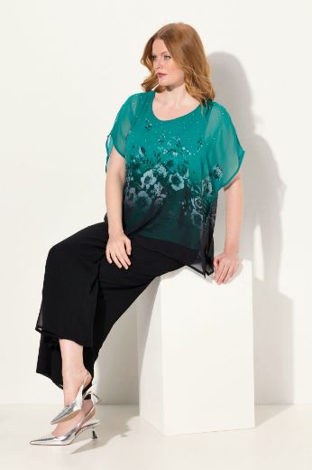 Plus size veliki brojevi Bluza elegantna dvoslojna s printom za punije