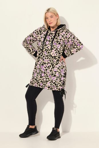 Plus size veliki brojevi Majica s kapuljačom dužeg kroja leopard print za punije