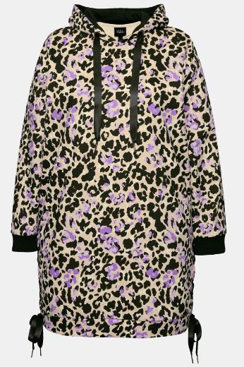 Plus size veliki brojevi Majica s kapuljačom dužeg kroja leopard print za punije