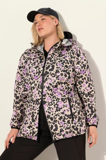 Plus size veliki brojevi Jakna lagana za kišu s leopard printom za punije