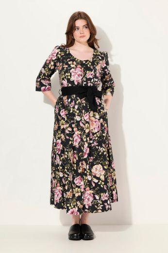 Plus size veliki brojevi Haljina maxi s 3/4 rukavima cvjetnog printa za punije