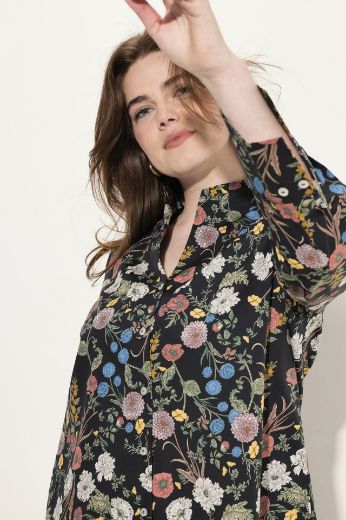 Plus size veliki brojevi Bluza dugih rukava povišenog ovratnika cvjetnog printa za punije