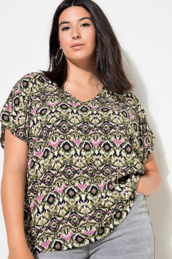 Plus size veliki brojevi Bluza spuštenih rukava V ovratnika za punije