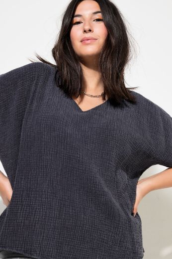 Plus size veliki brojevi Bluza kratkih rukava V izreza za punije