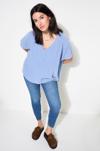 Plus size veliki brojevi Bluza kratkih rukava V izreza za punije