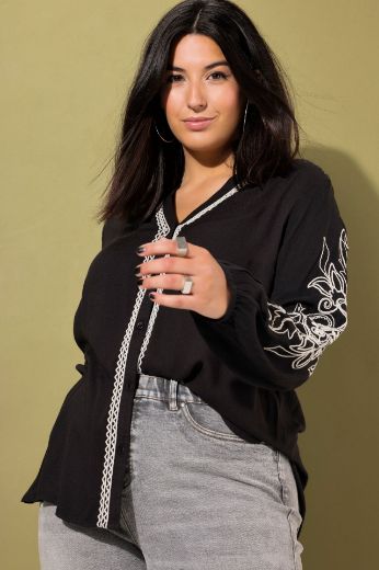 Plus size veliki brojevi Bluza dugih rukava s ukrasnim vezom za punije