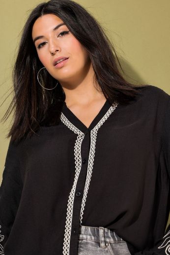 Plus size veliki brojevi Bluza dugih rukava s ukrasnim vezom za punije