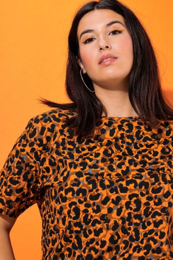 Plus size veliki brojevi Majica kratkih rukava s leopard printom za punije