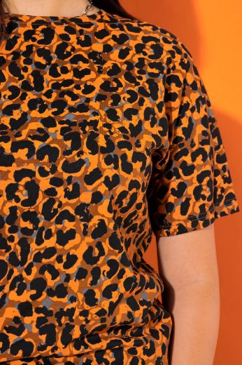 Plus size veliki brojevi Majica kratkih rukava s leopard printom za punije