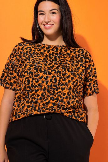 Plus size veliki brojevi Majica kratkih rukava s leopard printom za punije