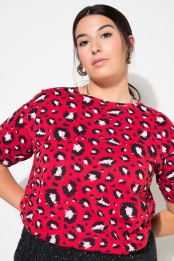 Plus size veliki brojevi Majica kratkih rukava s printom leoparda za punije