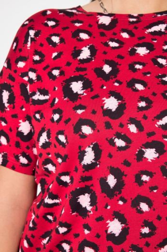 Plus size veliki brojevi Majica kratkih rukava s printom leoparda za punije