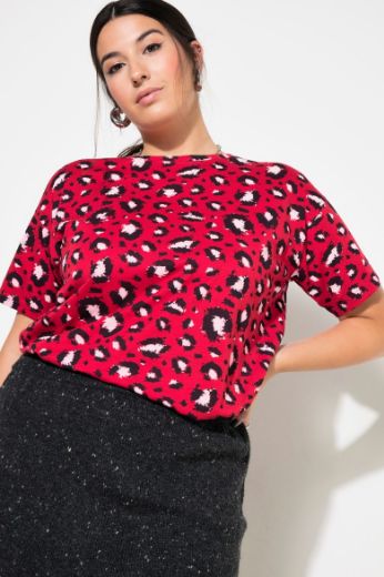 Plus size veliki brojevi Majica kratkih rukava s printom leoparda za punije