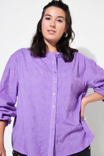 Plus size veliki brojevi Bluza dugih rukava bez kragne za punije