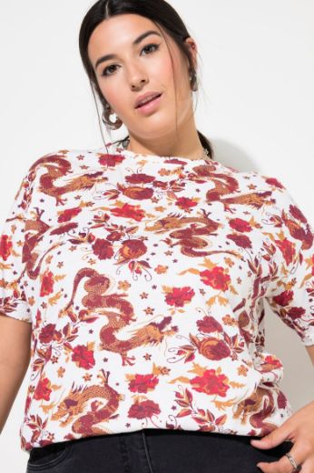 Plus size veliki brojevi Majica kratkih rukava s printom zmaja za punije