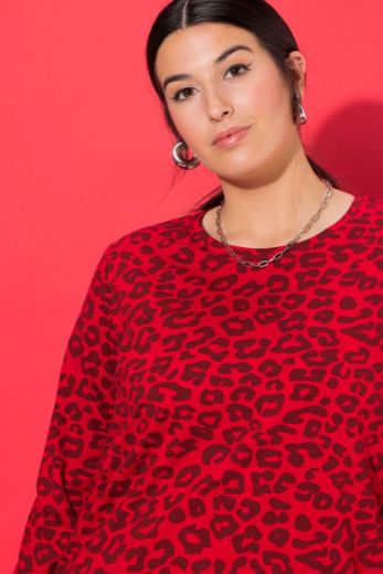 Plus size veliki brojevi Majica dugih rukava s leopard printom za punije