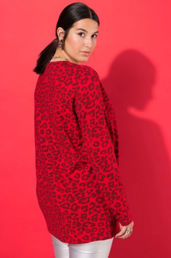 Plus size veliki brojevi Majica dugih rukava s leopard printom za punije