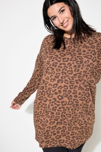 Plus size veliki brojevi Majica dugih rukava s leopard printom za punije