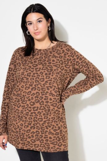 Plus size veliki brojevi Majica dugih rukava s leopard printom za punije