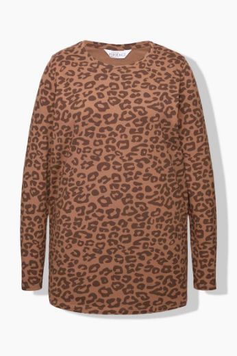 Plus size veliki brojevi Majica dugih rukava s leopard printom za punije