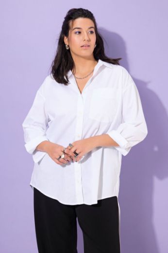 Plus size veliki brojevi Bluza dugih rukava s natpisom na leđima za punije