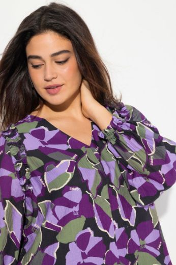 Plus size veliki brojevi Bluza dugih rukava V ovratnika za punije