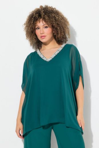 Plus size veliki brojevi Bluza elegantna s dekorativnim ovratnikom za punije