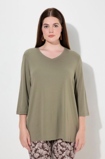 Plus size veliki brojevi Majica V ovratnika 3/4 rukava za punije