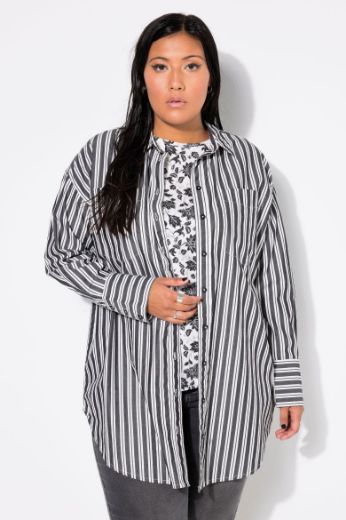 Plus size veliki brojevi Bluza dugih rukava na pruge za punije