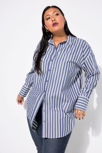 Plus size veliki brojevi Bluza dugih rukava na pruge za punije