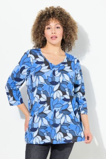 Plus size veliki brojevi Majica 3/4 rukavi motiv listova za punije