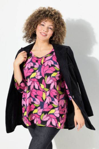 Plus size veliki brojevi Majica 3/4 rukavi motiv listova za punije