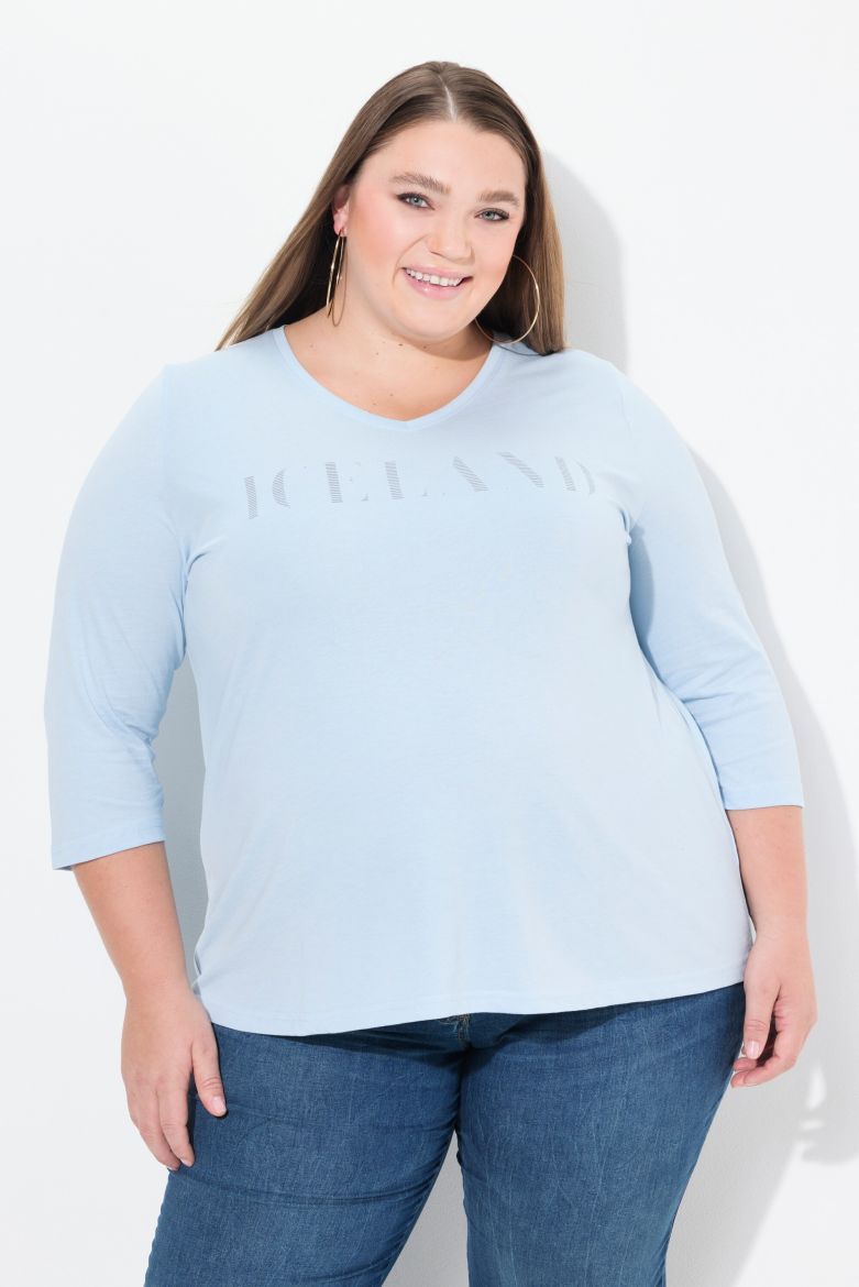 Plus size veliki brojevi Majica 3/4 rukava V ovratnika za punije