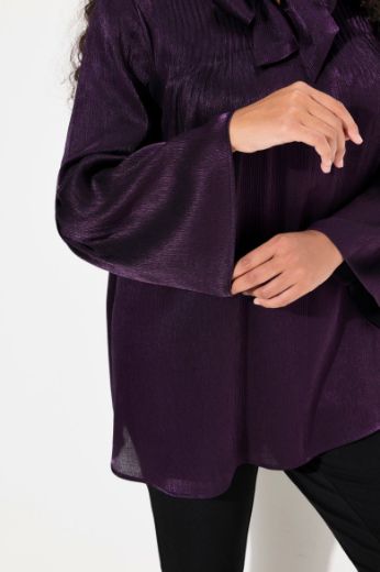 Plus size veliki brojevi Bluza elegantna s mašnom na ovratniku za punije