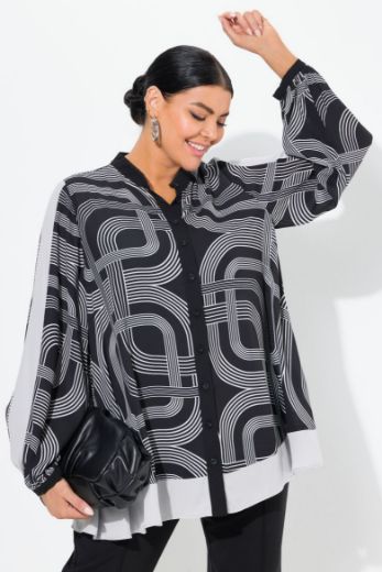 Plus size veliki brojevi Bluza dugih rukava geometrijskog uzorka za punije