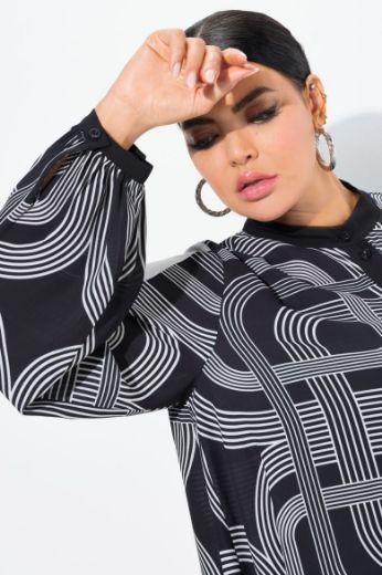 Plus size veliki brojevi Bluza dugih rukava geometrijskog uzorka za punije