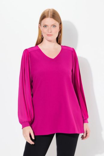 Plus size veliki brojevi Bluza dugih rukava V ovratnika za punije