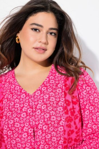 Plus size veliki brojevi Bluza dugih rukava V ovratnika za punije